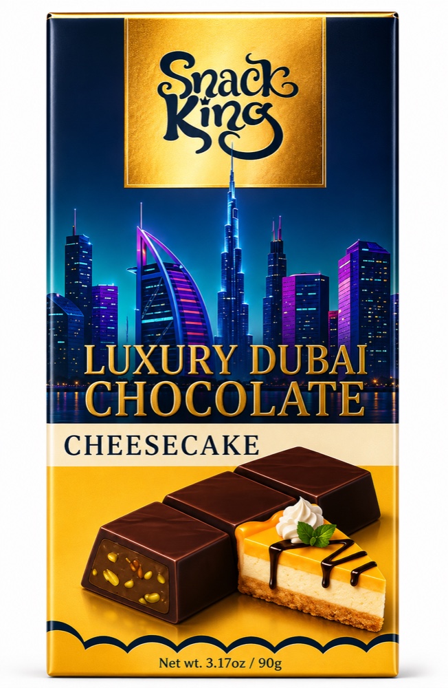 Snack King Luxury Dubai Chocolate Cheesecake bar, 90 g