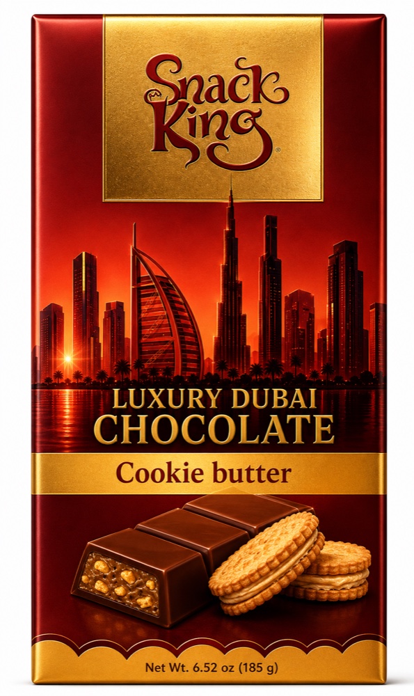 Snack King Luxury Dubai Chocolate Cookie Butter bar, 90 g