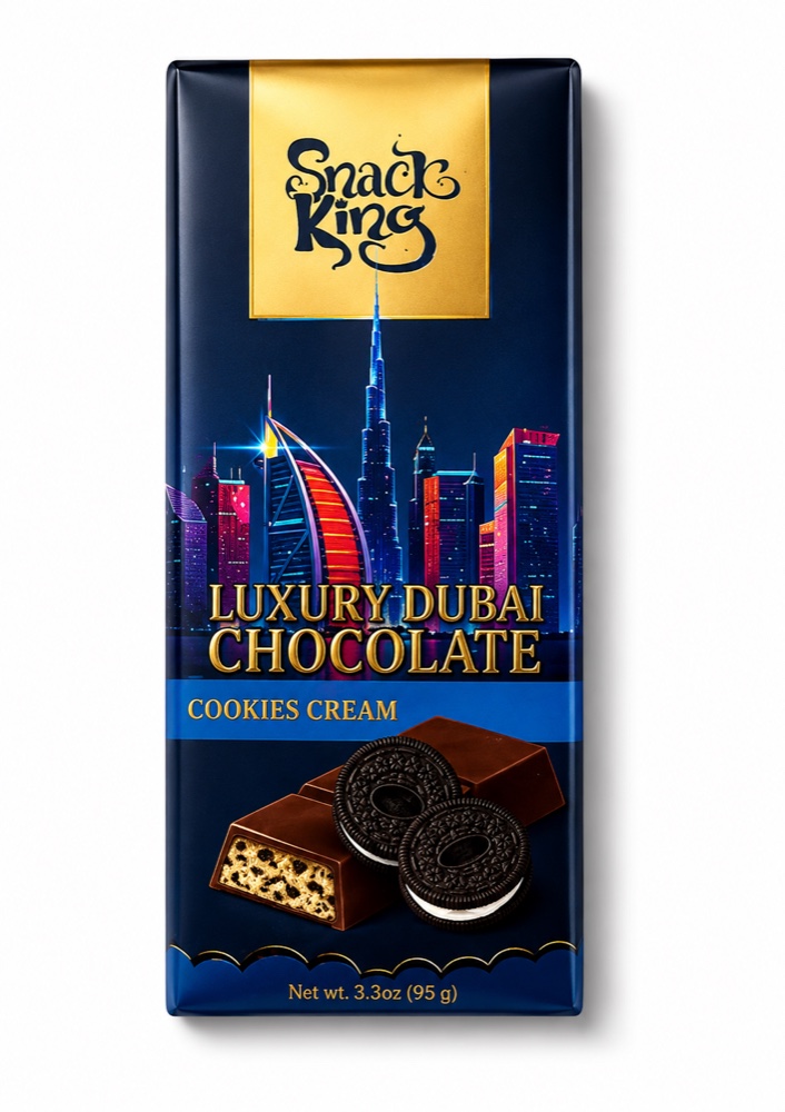 Snack King Luxury Dubai Chocolate Cookies N Cream bar, 85 g