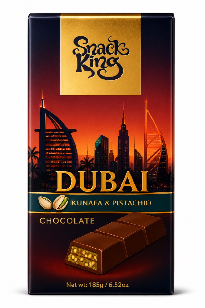 Snack King Dubai Kunafa & Pistachio Chocolate bar, 185 g