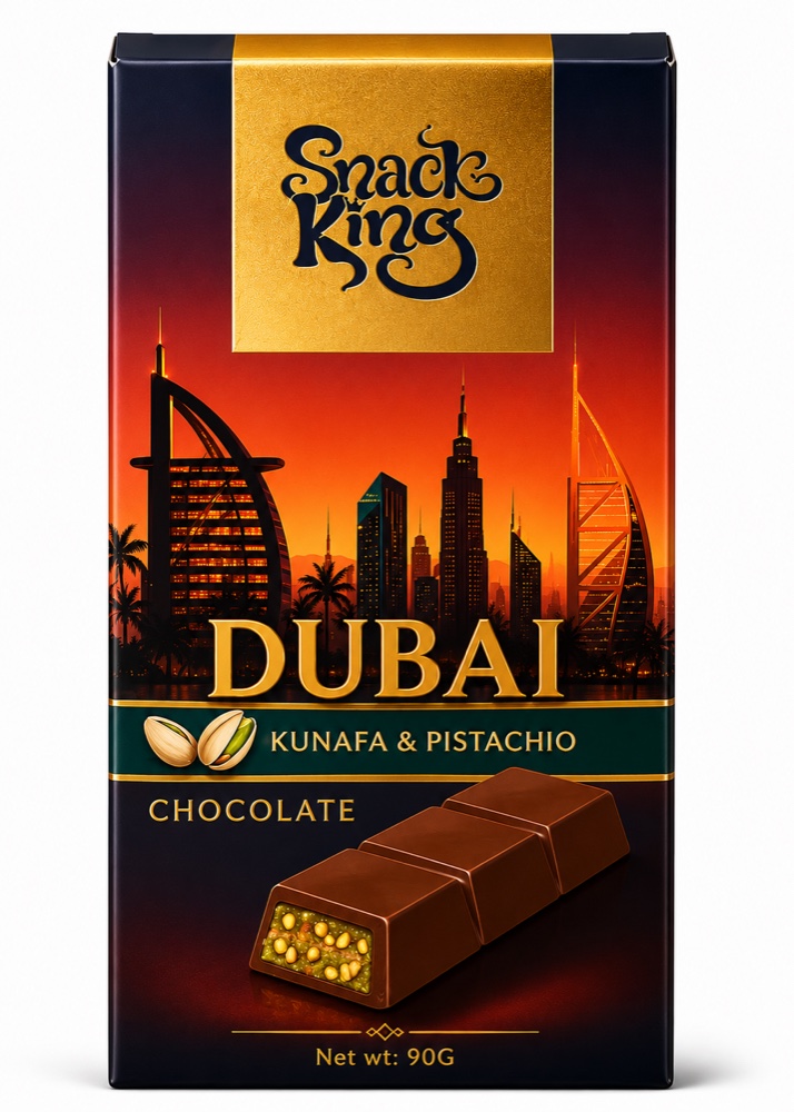 Snack King Dubai Kunafa & Pistachio Chocolate bar, 90 g