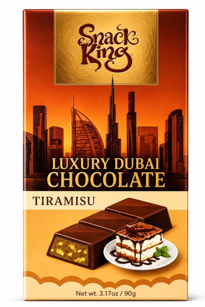 Snack King Luxury Dubai Chocolate Tiramisu bar, 90 g