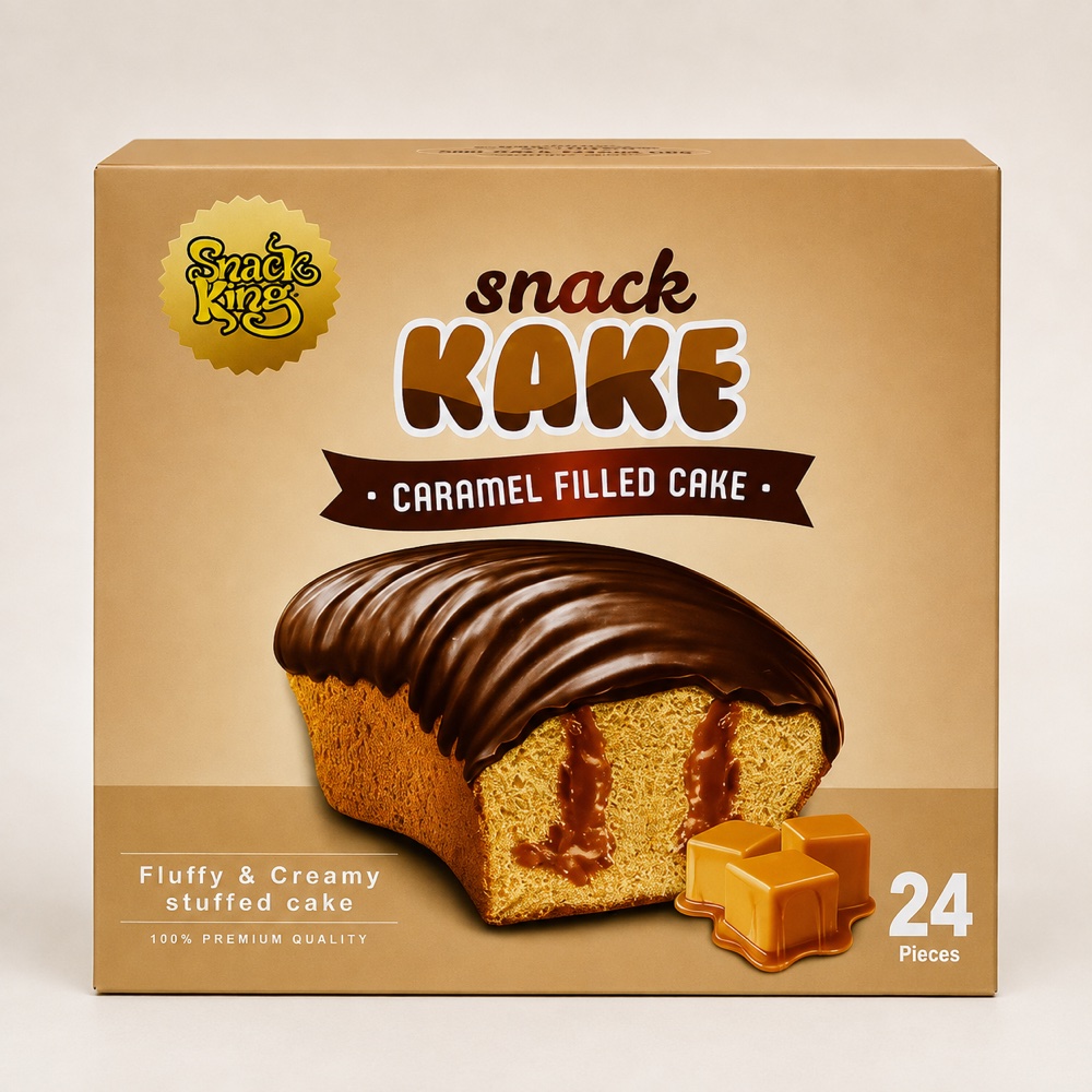 Snack KAKE Caramel Filled Cake box
